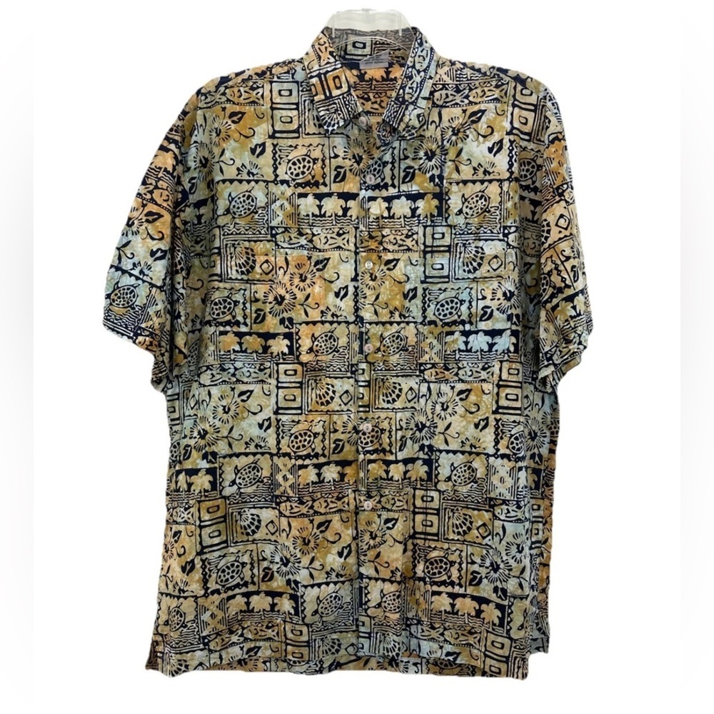 Rum Reggae Batic Short Sleeve Shirt Mens XL Relaxed Tropical Multicolor Cotton